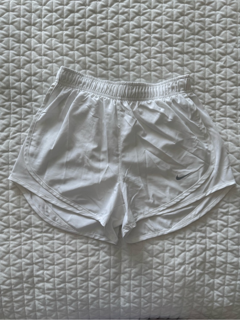 Nike White Women's Athletic Running Shorts with Swoosh